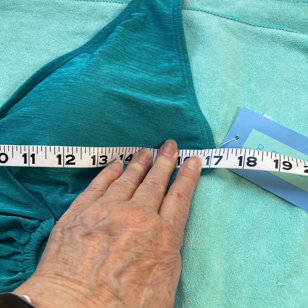 So Flattering! Beach Bay Wrap Top, Gold Metal Circle Grommet-Teal 1 pc Swim Suit - Picture 5 of 16